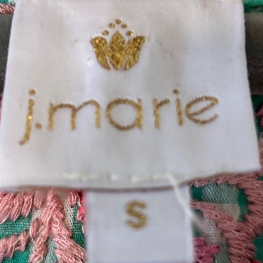 J. Marie‎ Boho Green Gingham Pink Floral Embroidered Sleeveless Top SZ S - Picture 4 of 7